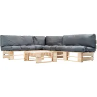 vidaXL Paletten-Lounge-Set 4-tlg. grau
