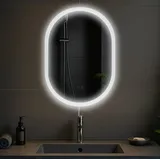CLP Badspiegel Karishma mit Beleuchtung 70x50 cm, Anti-Beschlag Badezimmerspiegel, Wandspiegel dimmbar, 3 Licht-Modi, mit und ohne Bluetooth
