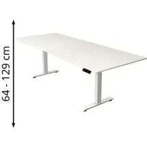Kerkmann Move 4 elektrisch höhenverstellbarer Schreibtisch weiß rechteckig, T-Fuß-Gestell weiß 250,0 x 100,0 cm
