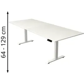 Kerkmann Move 4 elektrisch höhenverstellbarer Schreibtisch weiß rechteckig, T-Fuß-Gestell weiß 250,0 x 100,0 cm
