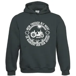 Kapuzenpullover (Hoodie) „Mein Trecker ölt nicht“ (schwarz)