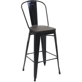 Mendler Set Stehtisch + 2x Barhocker  Holz-Tischplatte Metall Industriedesign  Schwarz