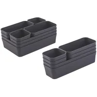 ENGELLAND - Schubladen-Organizer Set, 14-teilig, Farbe: Anthrazit-Grau, universell verstellbar,