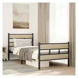vidaXL Metallbett ohne Matratze Sonoma-Eiche 140x200 cm