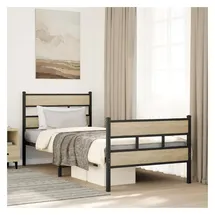 vidaXL Metallbett ohne Matratze Sonoma-Eiche 140x200 cm