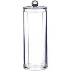 Relaxdays Wattepadspender mit Deckel, Kunststoff, Wattepad Aufbewahrung Bad & Schminktisch, HxD: 20 x 7 cm, transparent