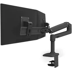 Ergotron LX Dual Monitorarm für zwei Monitore bis 63,5 cm 25 Zoll nebeneinander Tischhalterung schwarzmatt