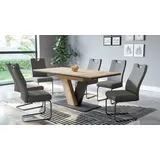 Hela Essgruppe »WESER« 7 Stk. tlg. Säulentisch 140-180x90 cm, Stuhl mit Federkorb, 140 kg belastbar, braun