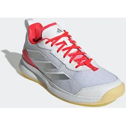 Tennisschuh ADIDAS PERFORMANCE "AVAFLASH LOW", Gr. 42, cloud weiß, silber metallic, lucid rot, Textil, Synthetik, sportlich, Schuhe