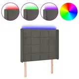 vidaXL LED Kopfteil Dunkelgrau 103x16x118/128 cm Samt