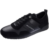 Tommy Hilfiger Herren Sneakers Iconic Leather Suede Mix Runner, Schwarz (Black), 42