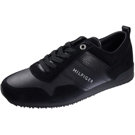 Tommy Hilfiger Herren Sneakers Iconic Leather Suede Mix Runner, Schwarz (Black), 42