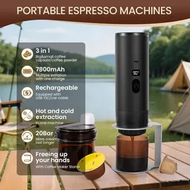 eirolace 3-in-1 Mini Espressomaschine 20 Bar schwarz