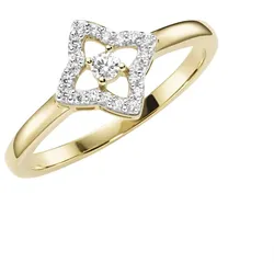 Luigi Merano Ring in Blütenform, mit Zirkonia, Gold 375 Ringe   Hellbraun 