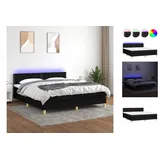 vidaXL Boxspringbett mit Matratze & LED Schwarz 180x200 cm Stoff