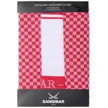 Sansibar Sylt Geschirrtücher-Set, 3-TLG, 50x70 cm Säbel gewebt, 100% Baumwolle, Premium Qualität, Zwei Verschiedene Motive, saugstark, hautfreundlich, pflegeleicht, langlebig (rot)