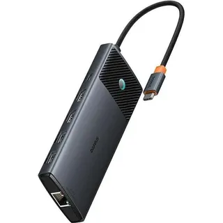 Baseus Metal Gleam II 10-in-1 USB-HUB Dual Display Schwarz USB-C auf 2*HDMI4K)