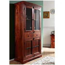 Massivmoebel24 Vitrine Oxford 90 x 44 x 180 cm Braun