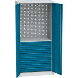 KOVOS Werkstatt-Schubladen-Werkzeugschrank, 1 Fachboden, 8 Schubladen, gelocht, 950 x 500 x 1950 mm