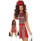 FIESTAS GUIRCA Zombie Cheerleader Halloween Kostüm Damen – Rot Graue Blutige Cheerleader Uniform – Halloween Kostüm Dame M 36-38