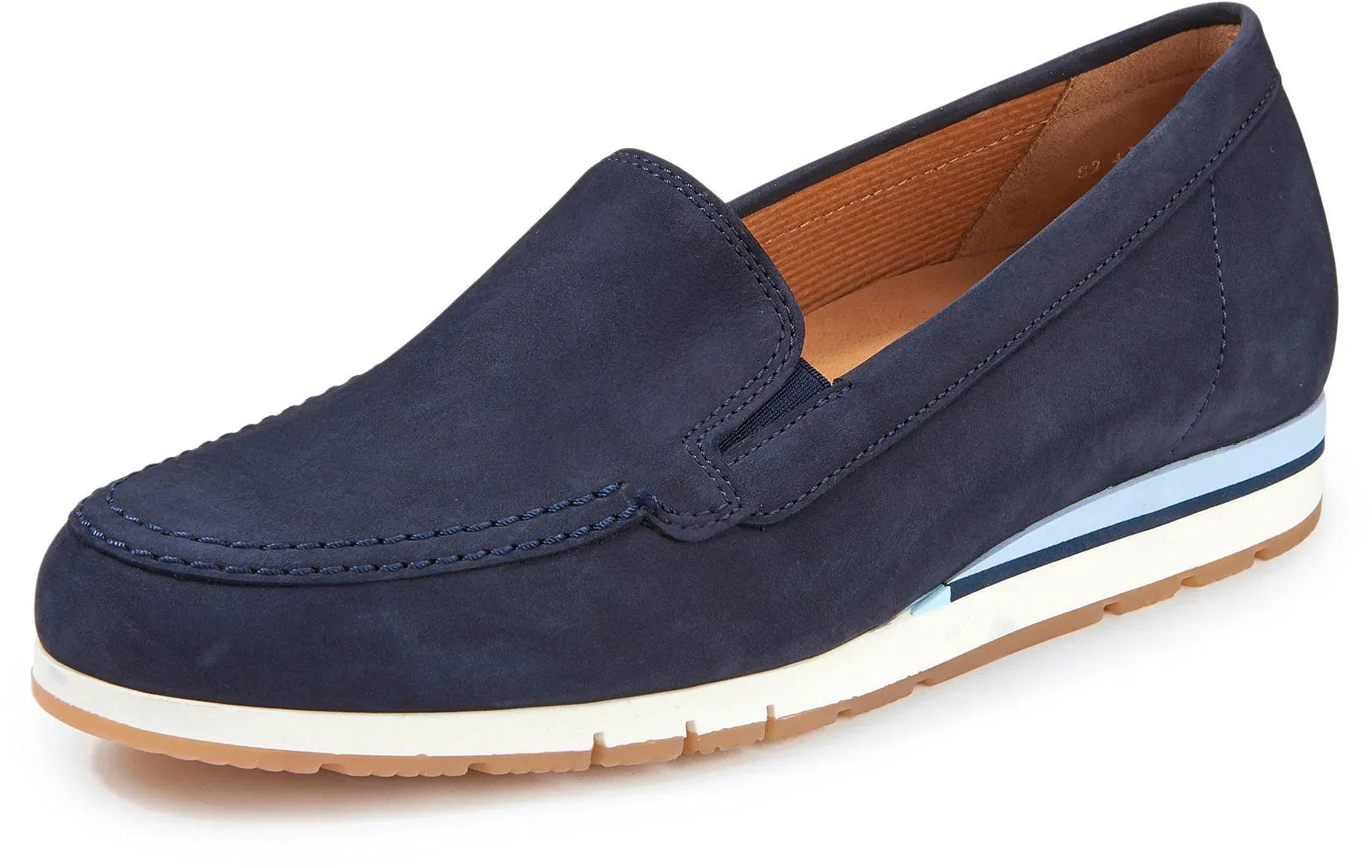 Les mocassins en cuir nubuck veau  Gabor Comfort bleu