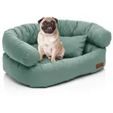 Juelle Hundebett - mittelgroße Hunde Sofa Abnehmbarer Bezug maschinenwaschbar flauschiges Bett, Hundesessel Santi S-XXL (Größe: M - 80x60 cm, Dunkelmint)