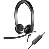 Logitech H650e Kopfhörer mit Mikrofon, Stereo-Headset, Rauschunterdrückung, Lautstärkeregelung - Stummschaltung Schwarz