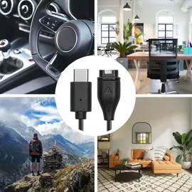 kwmobile Smartwatch Ladekabel für Garmin vivomove 3S / vivoactive 4S 5 / Venu 3 / Venu 3S USB-C Ladekabel für Smartwatch - Smart Watch Aufladek... - Schwarz