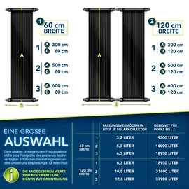 tillvex Pool Solarkollektor Set schwarz 120 cm x 300 cm