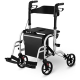 Uniprodo 2in1 Rollator Transportstuhl Gehhilfe 2 in 1 Rollator mit Fußstützen