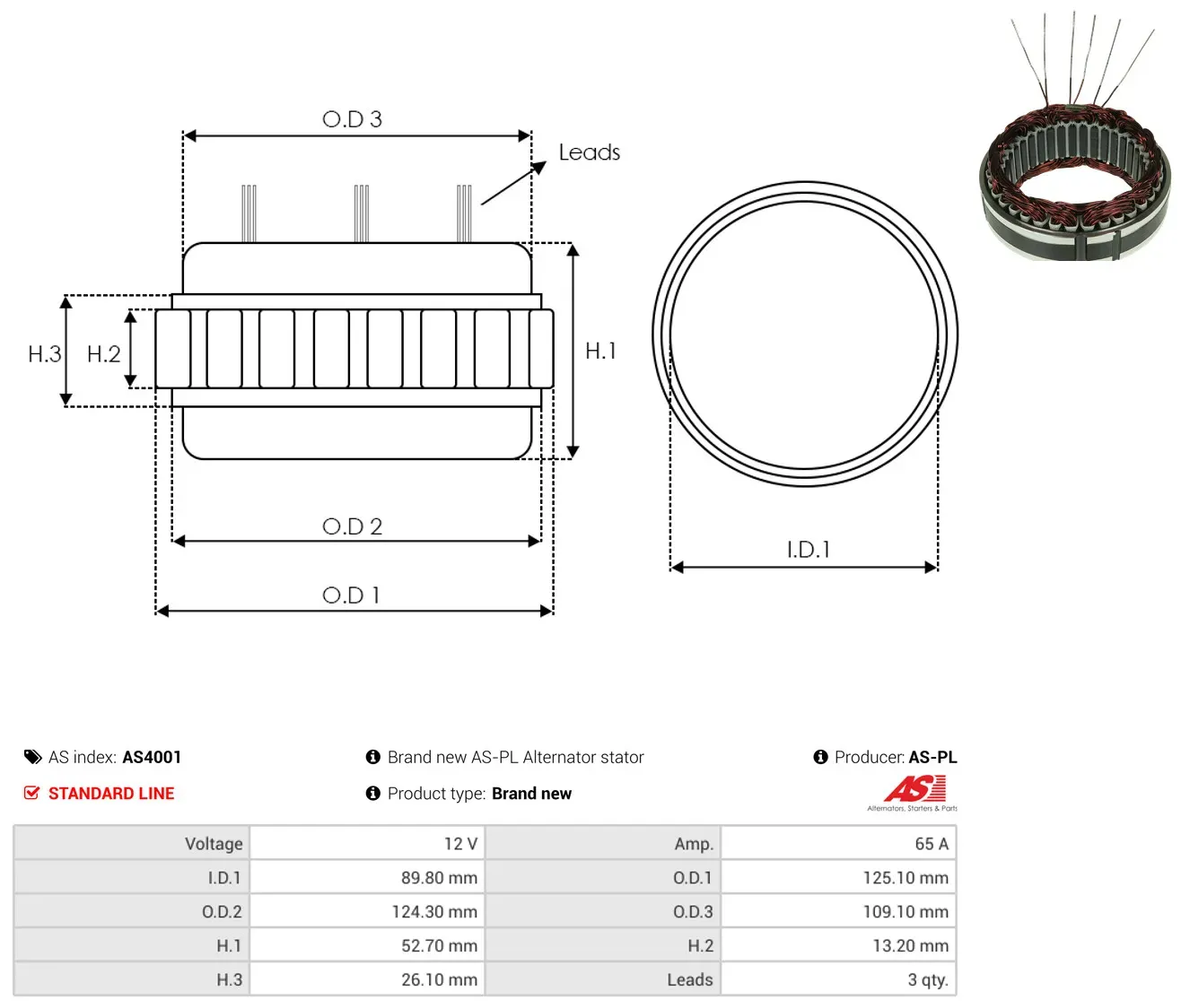AS-PL Stator, Generator as4001 für Fiat