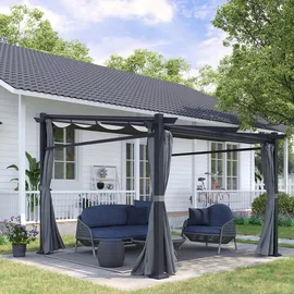 Outsunny Pergola 2,97 x 2,95 m inkl. Seitenteile Dunkelgrau