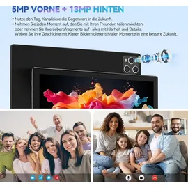 ANTEMPER Tablet 10 Zoll mit Tastatur und Stift | 16GB RAM+128GB ROM (1TB TF) Android 12 2023 Neueste Tablet PC | MTK Octa-Core 2.0GHz | 5G WIF | 5MP+13MP - Schwarz