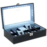 FRIEDRICH23 Uhrenbox Carbon mit LED für 9 Uhren blau