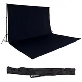 Tectake tectake® Fotohintergrund-Set, 6 x 3 m, mit 2 Teleskopständern aus Aluminium, inklusive Tragetasche