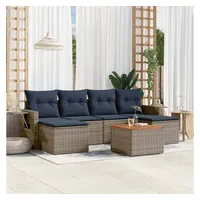 vidaXL Gartensofa-Set 7-tlg. grau Polyrattan
