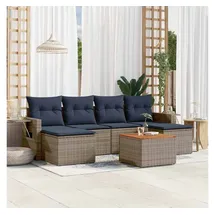 vidaXL Gartensofa-Set 7-tlg. grau Polyrattan