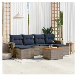 vidaXL Gartensofa-Set 7-tlg. grau Polyrattan