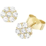 Luigi Merano Paar Ohrstecker LUIGI MERANO "Blüte mit Zirkonia, Gold 375", gold, Ohrringe, Damen, Gelbgold 375