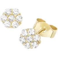 Luigi Merano Paar Ohrstecker LUIGI MERANO "Blüte mit Zirkonia, Gold 375", gold, Ohrringe, Damen, Gelbgold 375