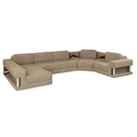 JVmoebel Wohnlandschaft ParlameG Leder Sofa U-Form mit großzügiger Polsterung, Made in Europa braun