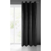 Eurofirany PIERRE Samt Vorhang mit Ösen -1 Stk. Velvet Einfarbig Gardine 200g/m2, Samtvorhang für Wohnzimmer Schlafzimmer, 140x250 cm, Schwarz