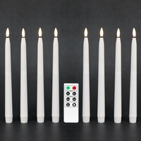 Fanna 8 Weiße Led Stabkerzen mit Timer Echtwachs-Finish, Flammenlose Spitzkerzen für Weihnachten, Hochzeit und Advent, Fernbedienung und Batterien enthalten H 28cm