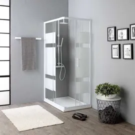 Kiamami Valentina Venere Duschkabine mit Eckeinstieg 70 x 100 cm weißes Glas mit Siebdruck
