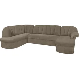 DOMO collection Wohnlandschaft DOMO COLLECTION "Pegnitz, zeitlos&modern, elegante Rückensteppung, Breite 292cm, U-Form", braun (schlamm), B:292cm H:82cm T:180cm, 95% Polyester, 5% Nylon, Sofas, Wohnlandschaft, wahlweise mit Bettfunktion