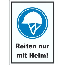 Reiten nur mit Helm Aufkleber A0 (841x1189mm)