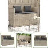 Gartenbank Mit Kissen Hellgrau Poly Rattan - Gartenbank - Outdoor Möbel - Rattan Gartenmöbel - Gartenstuhl - Balkonmöbel - The Living Store