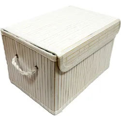 Bambus Kiste Regalkorb Box Schachtel Kästchen weiß H 22 x B 26 x L 36 cm