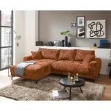 ed-lifestyle polstermöbel Belluno Ecksofa 281 x 189 cm, mit Schlaffunktion & Bettkasten, Stoffbezug:Ted 56 Orange - Orange