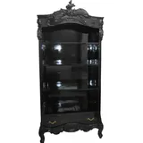 Casa Padrino Barock Bücherschrank Schwarz / Gold Hochglanz B 85 x H 190 cm Bücherregal Regal Schrank